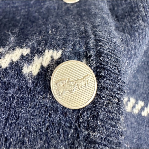 Tally Ho Vintage Navy Blue Checked Cardigan Sweater - Picture 3 of 8